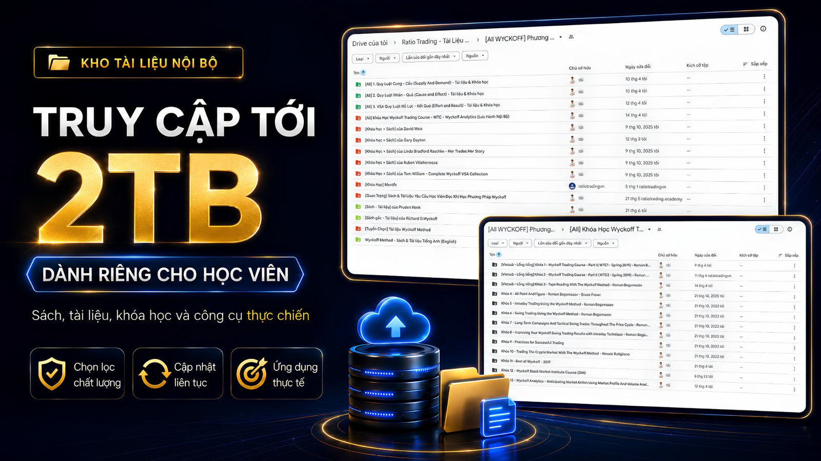 Kho tài liệu nội bộ 2TB dành riêng cho học viên Ratio Trading